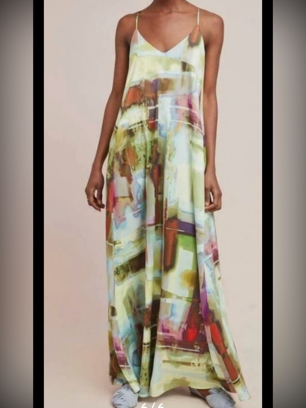 Nicole Miller Teal & Blue Printed Satin Camisole Maxi Dress NWOT - Picture 6 of 6